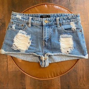 distressed blue jean shorts!